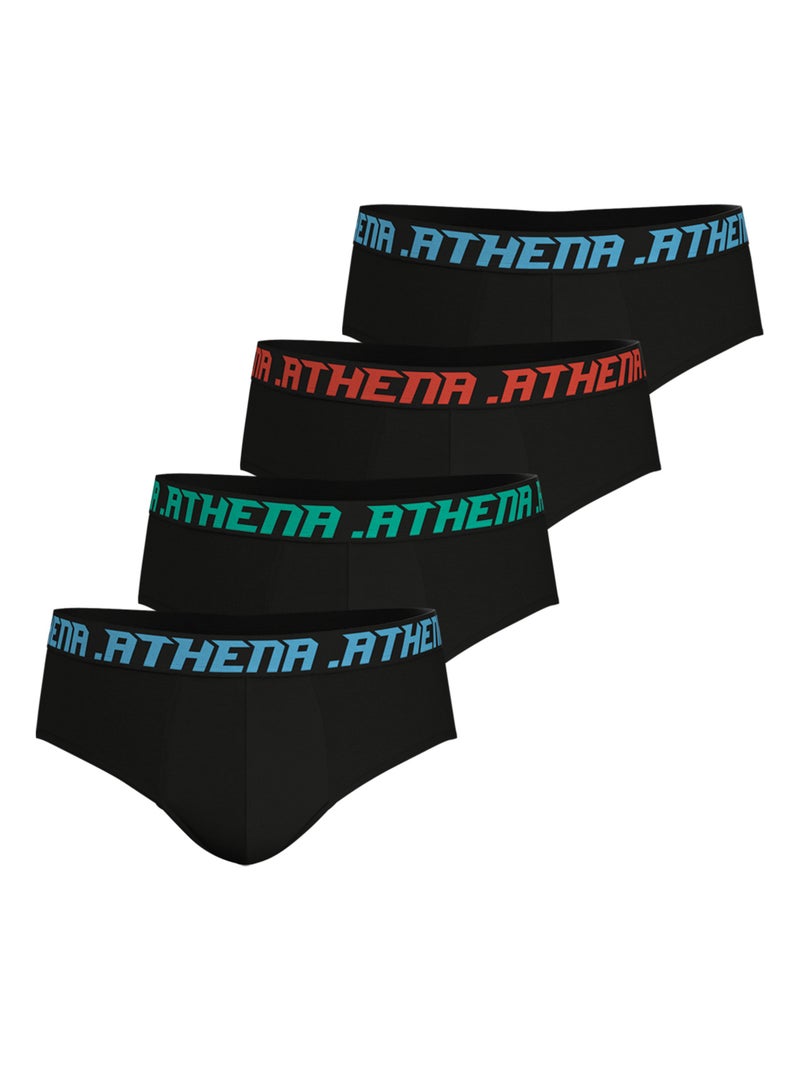 Lot de 4 slips homme My Petits Prix Athena Noir - Kiabi