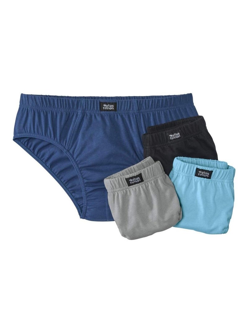 Lot de 4 Slips Unis   - ATLAS FOR MEN Noir Gris Bleu - Kiabi