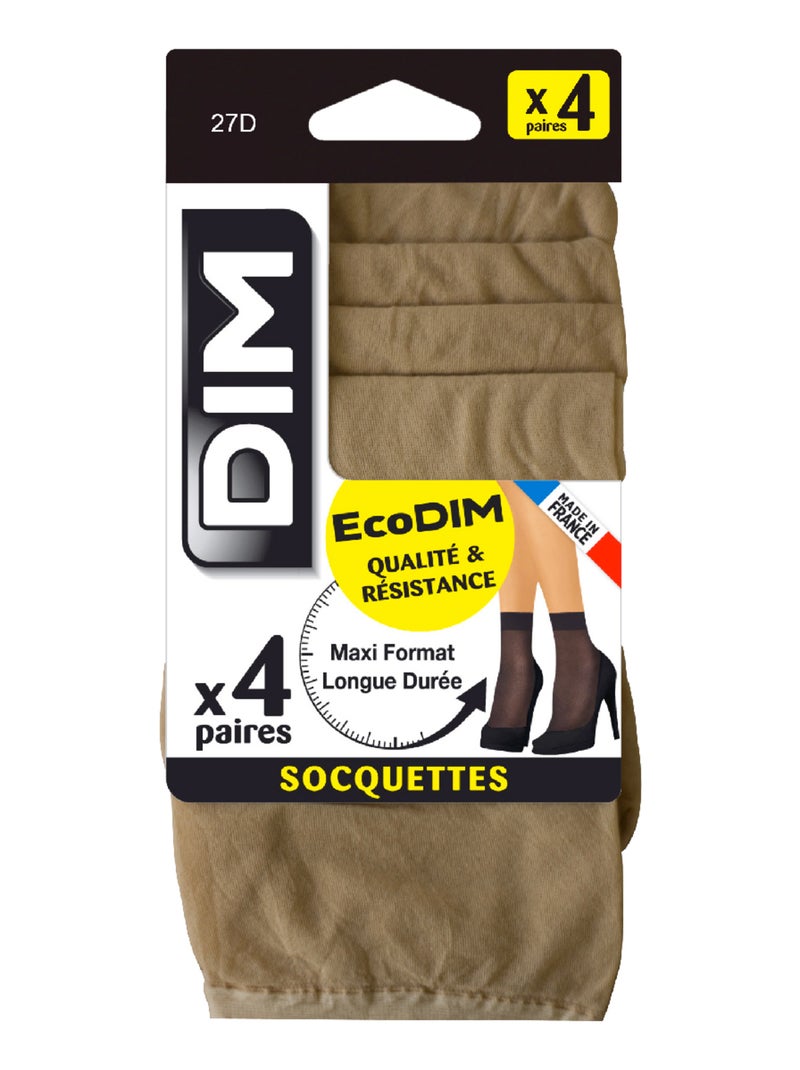 Lot de 4 socquettes 27D ECODIM Marron caramel - Kiabi