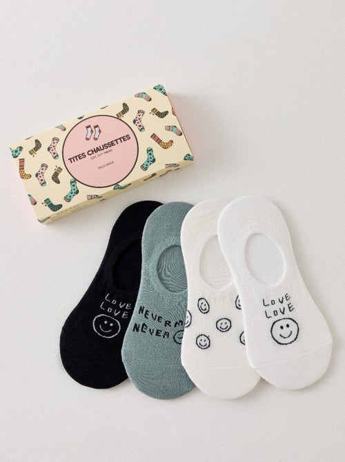 Lot de 4 Socquettes Invisibles Smiley - Kiabi