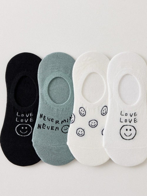 Lot de 4 Socquettes Invisibles Smiley - Kiabi