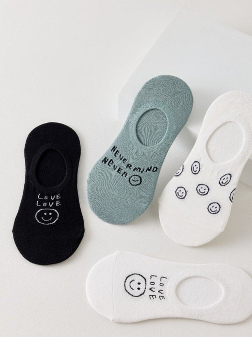 Lot de 4 Socquettes Invisibles Smiley - Kiabi