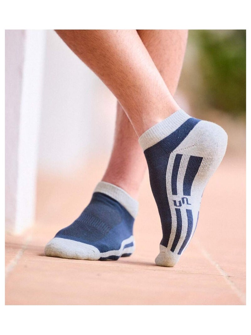 Lot de 4 Socquettes Sport Bicolores   - ATLAS FOR MEN Blanc Bleu marine Noir - Kiabi