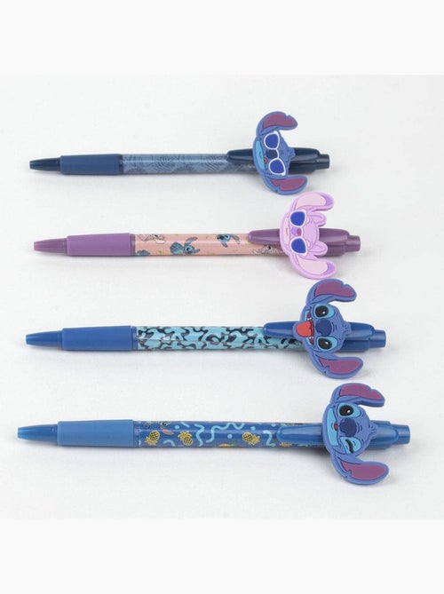 Lot de 4 stylos à bille noirs - Stitch - Disney – Coffret papeterie - Kiabi