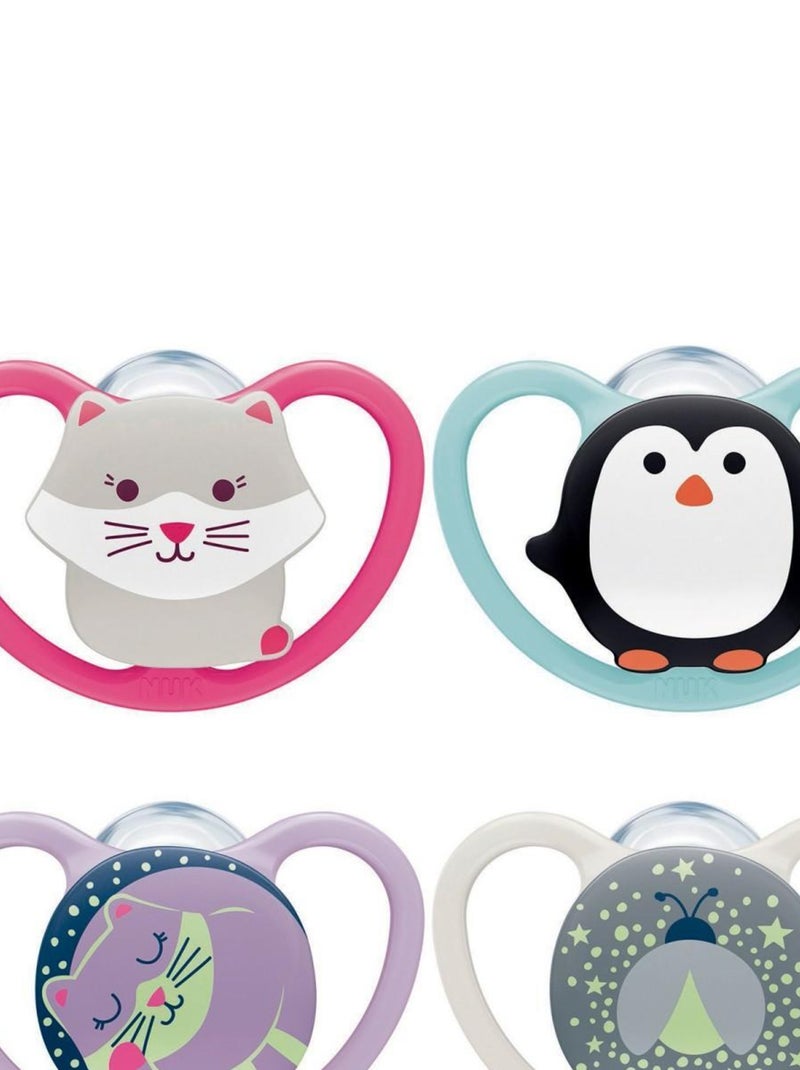 Lot de 4 sucettes Space 6-18M J&N Nuk Multicolore - Kiabi