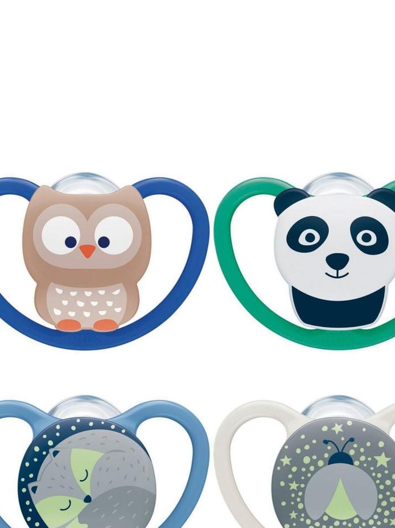 Lot de 4 sucettes Space 6-18M Jour & Nuit Nuk Multicolore - Kiabi