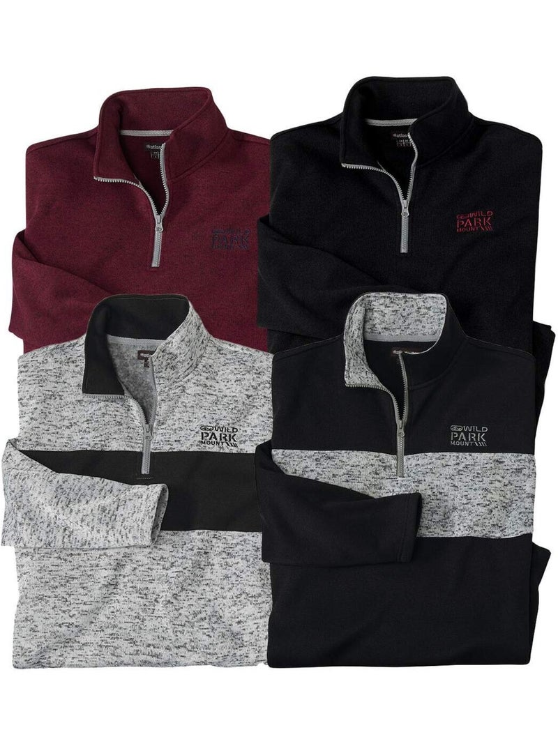 Lot de 4 Sweats Molleton Atlas®  - ATLAS FOR MEN Gris Bordeaux Noir - Kiabi