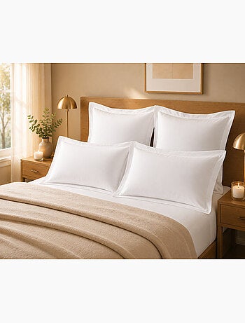 Lot de 4 taies d'oreiller 100% coton – 2 taies + 2 taies