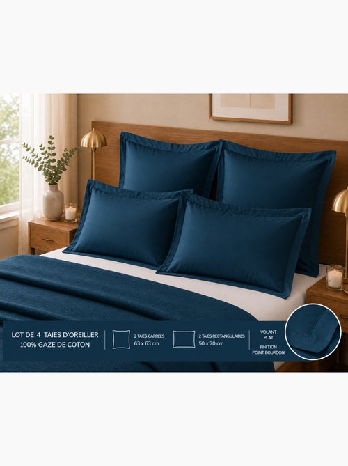 Lot de 4 Taies d'Oreiller 100% Coton – 2 Taies + 2 Taies - Kiabi Lot de 4 Taies d'Oreiller 100% Coton – 2 Taies + 2 Taies - Kiabi