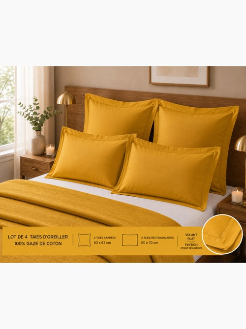 Lot de 4 taies d'oreiller 100% coton – 2 taies + 2 taies - Kiabi Lot de 4 taies d'oreiller 100% coton – 2 taies + 2 taies - Kiabi