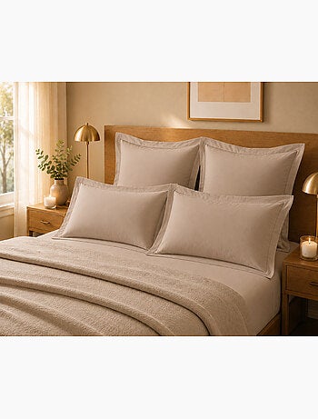 Lot de 4 taies d'oreiller 100% coton – 2 taies + 2 taies