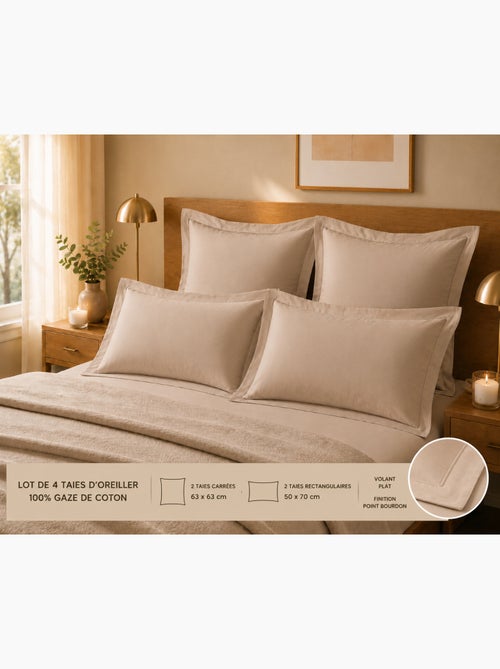 Lot de 4 taies d'oreiller 100% coton – 2 taies + 2 taies - Kiabi Lot de 4 taies d'oreiller 100% coton – 2 taies + 2 taies - Kiabi