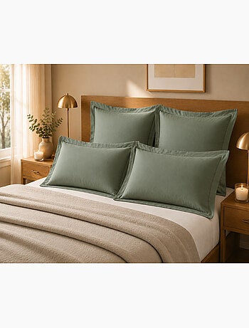 Lot de 4 taies d'oreiller 100% coton – 2 taies + 2 taies