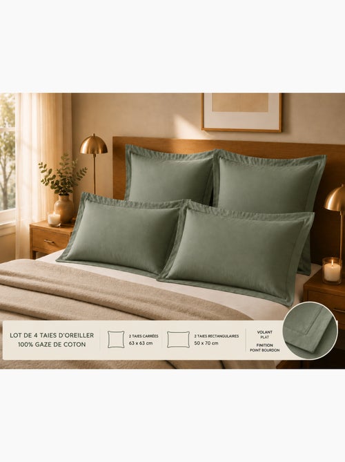 Lot de 4 taies d'oreiller 100% coton – 2 taies + 2 taies - Kiabi Lot de 4 taies d'oreiller 100% coton – 2 taies + 2 taies - Kiabi