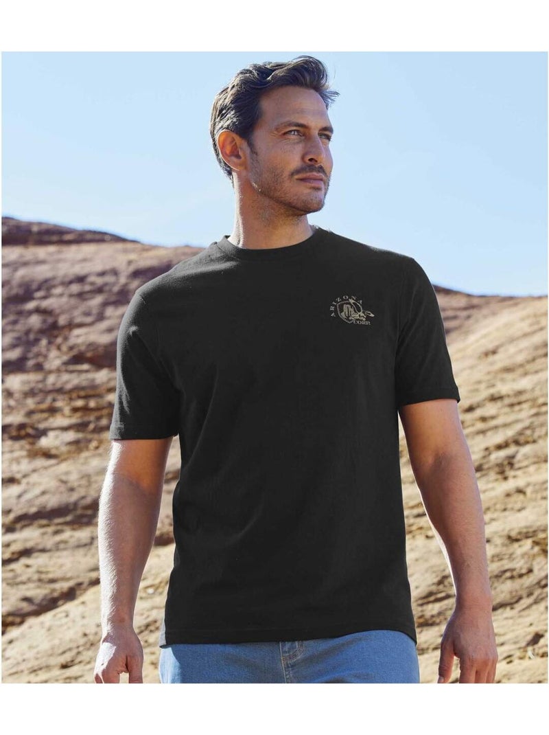 Lot de 4 Tee-Shirt Destination Arizona   - ATLAS FOR MEN Gris Jaune Noir - Kiabi