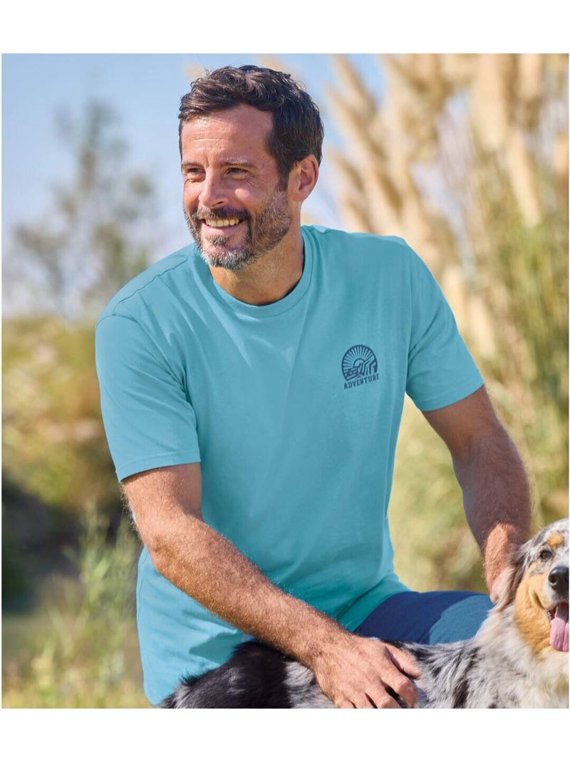 Lot de 4 Tee-Shirts Adventure   - ATLAS FOR MEN Bleu Beige Bleu - Kiabi
