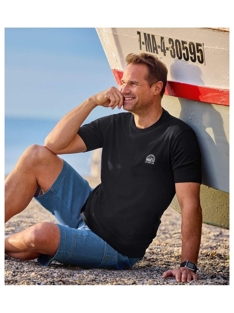 Lot de 4 Tee-Shirts Adventure   - ATLAS FOR MEN Bleu Jaune Noir - Kiabi
