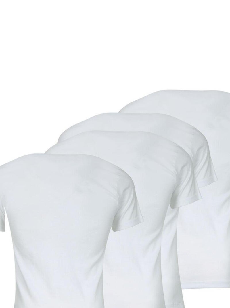 Lot de 4 Tee-shirts col rond homme Coton Bio Blanc - Kiabi