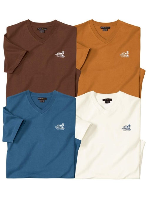 Lot de 4 Tee-Shirts Col V   - ATLAS FOR MEN - Kiabi