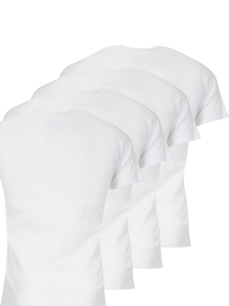 Lot de 4 Tee-shirts col V homme Coton Bio Athena Blanc - Kiabi