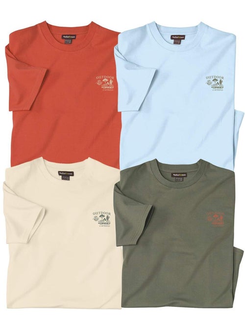 Lot de 4 Tee-Shirts Coton Unis  - ATLAS FOR MEN - Kiabi