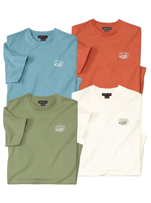 Lot de 4 Tee-Shirts Coton Unis   - ATLAS FOR MEN - Kiabi