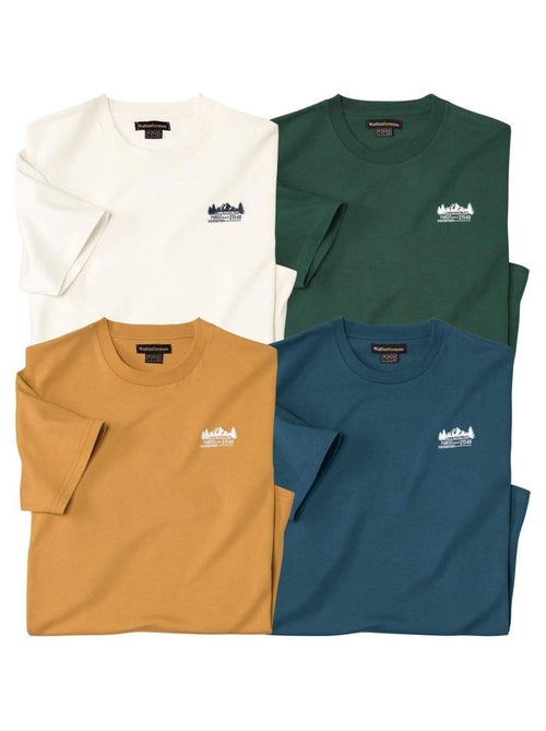 Lot de 4 Tee-Shirts Coton Unis Nature   - ATLAS FOR MEN - Kiabi