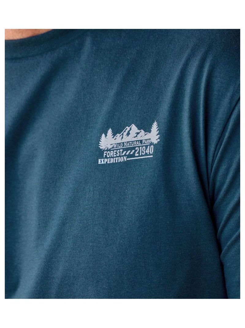 Lot de 4 Tee-Shirts Coton Unis Nature   - ATLAS FOR MEN Bleu Vert clair Blanc - Kiabi