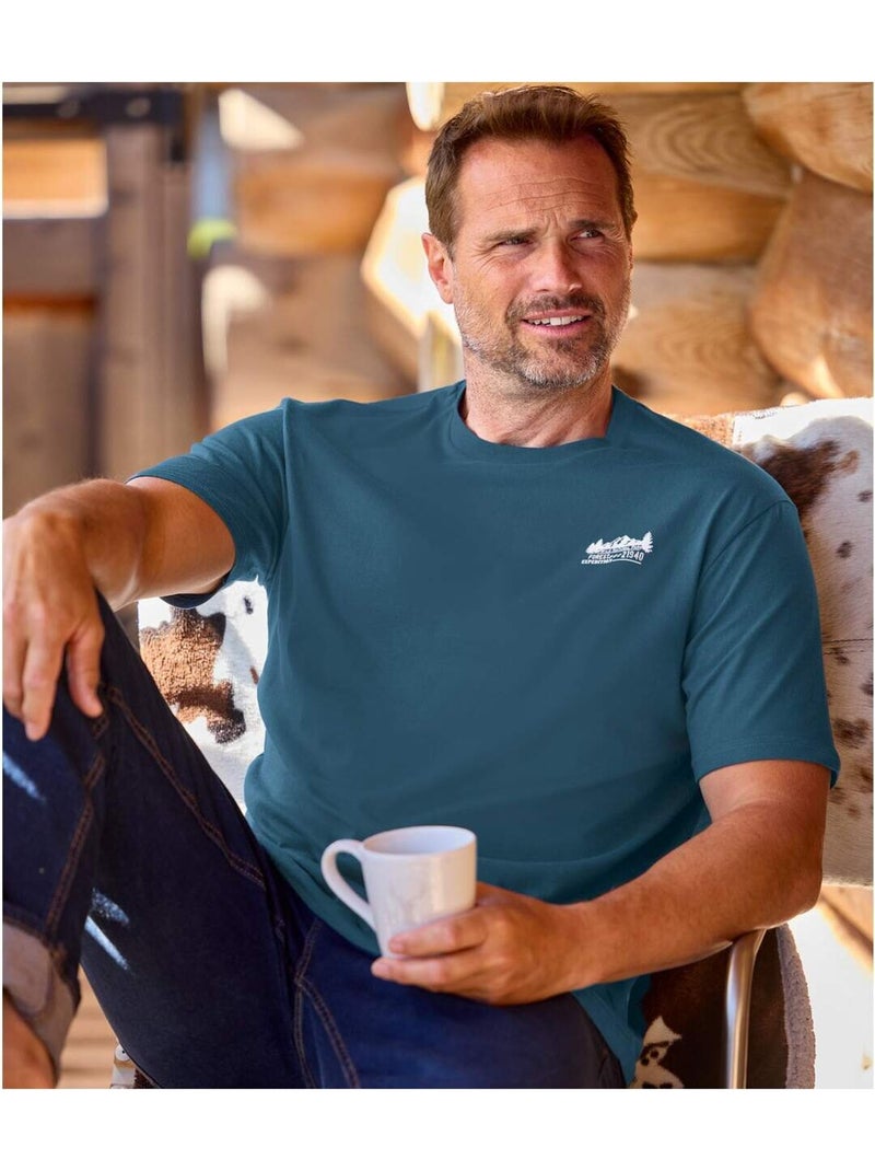Lot de 4 tee-shirts coton unis nature   - atlas for men Bleu Vert clair Blanc - Kiabi