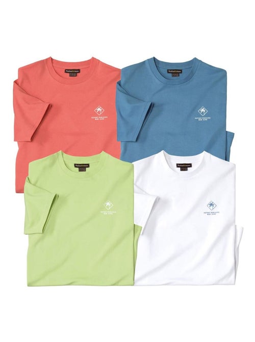 Lot de 4 Tee-Shirts Coton Unis Palm   - ATLAS FOR MEN - Kiabi