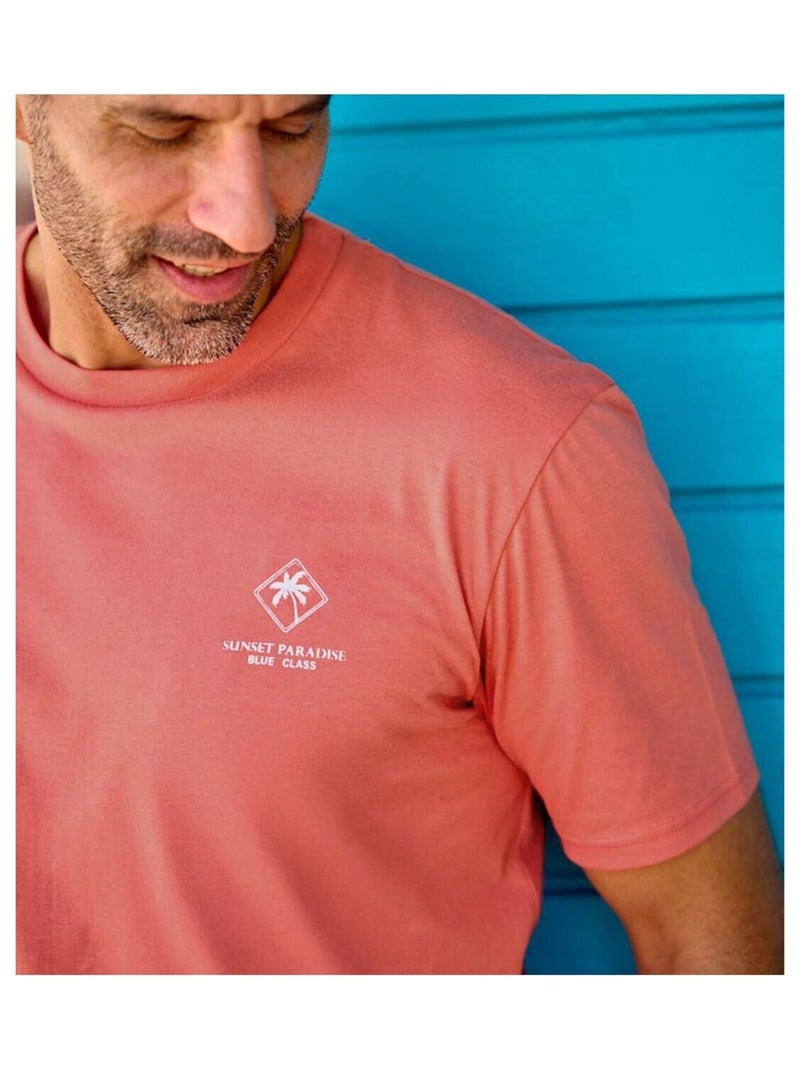 Lot de 4 Tee-Shirts Coton Unis Palm   - ATLAS FOR MEN Blanc / Bleu / Rouge - Kiabi