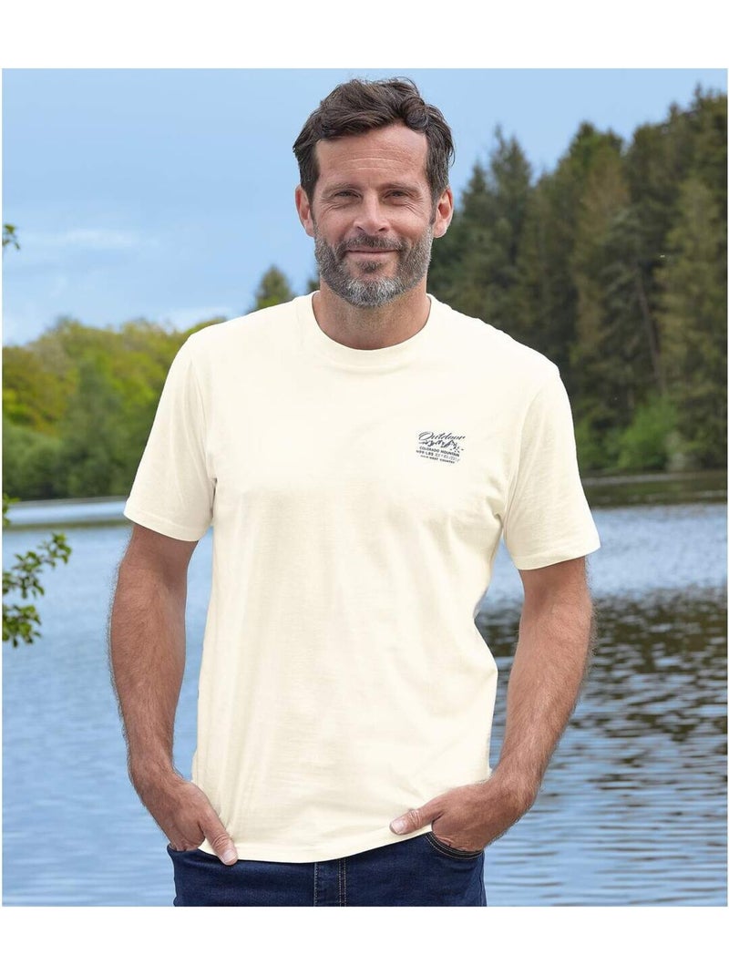 Lot de 4 Tee-Shirts Escape   - ATLAS FOR MEN Blanc Bleu Bleu - Kiabi