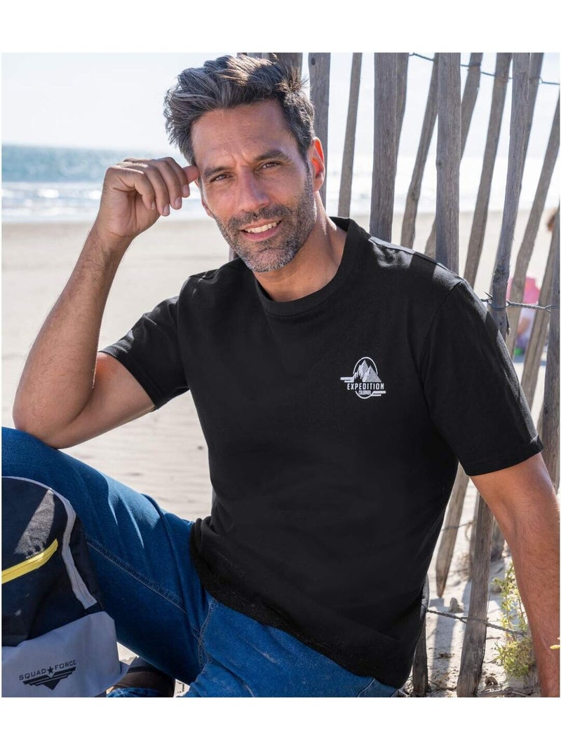 Lot de 4 Tee-shirts Expedition   - ATLAS FOR MEN Bleu Noir - Kiabi