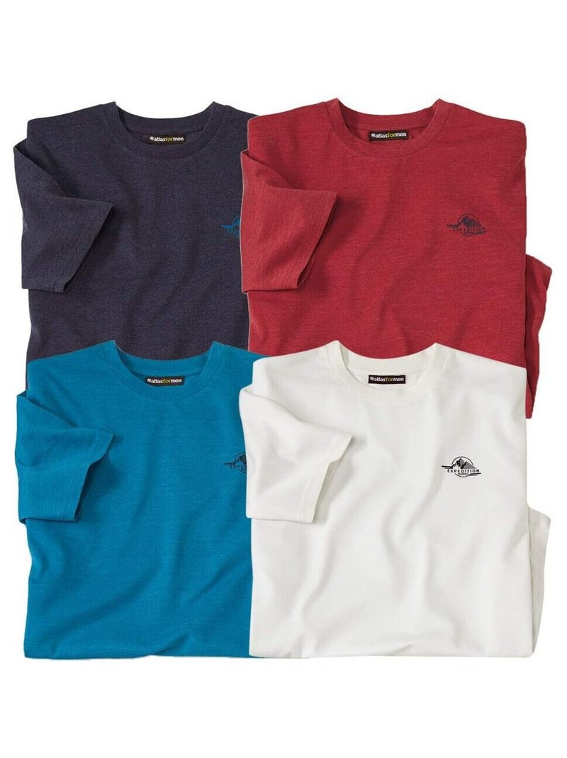 Lot de 4 Tee-Shirts Expedition Colorado  - ATLAS FOR MEN Bleu Bleu Blanc - Kiabi
