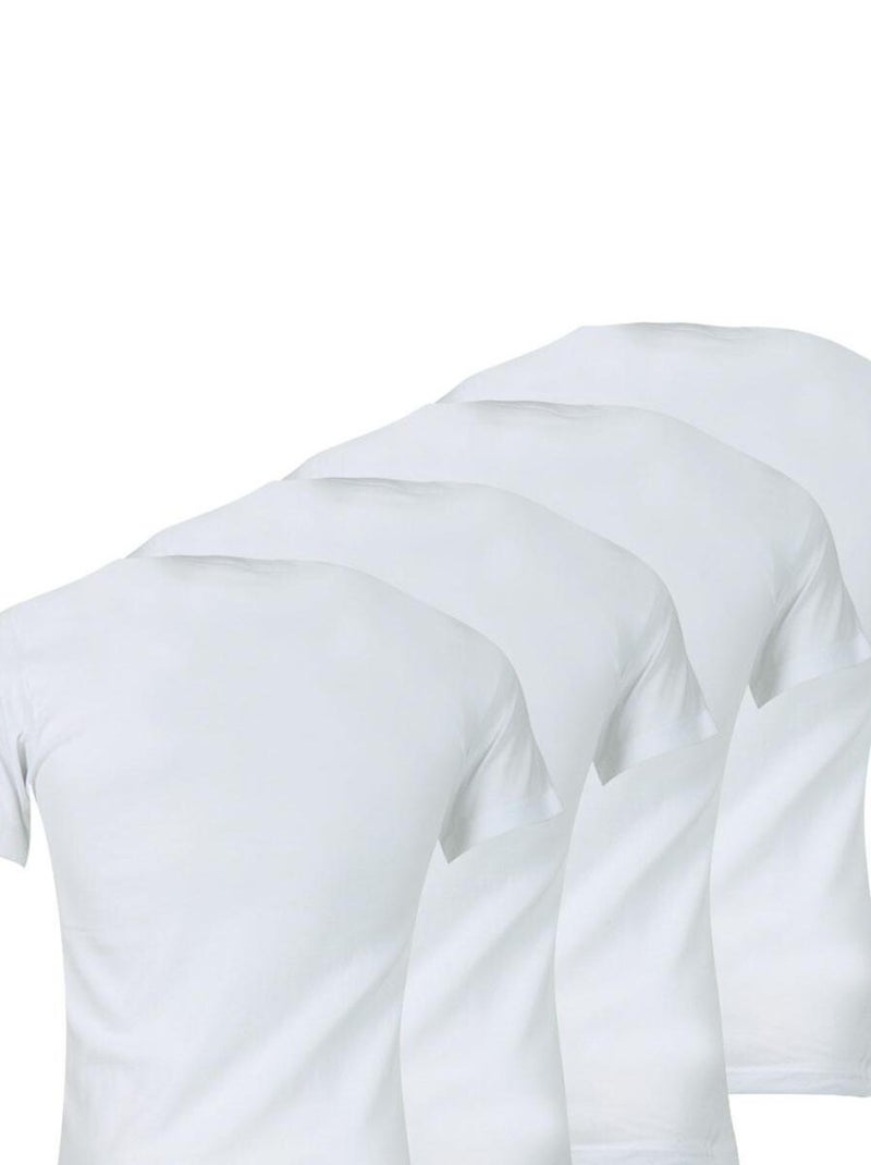 Lot de 4 Tee-shirts homme col V Ecopack Athena Blanc - Kiabi