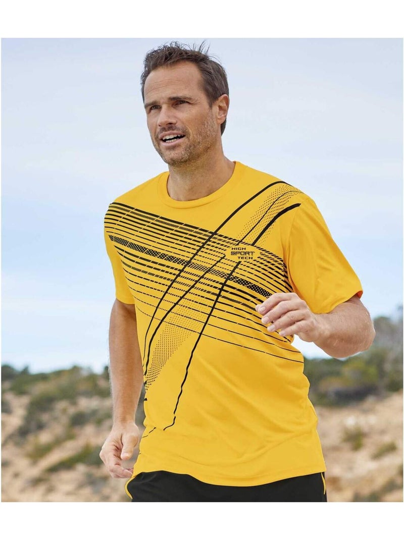 Lot de 4 Tee-Shirts Imprimés Sport  - ATLAS FOR MEN Blanc Jaune Noir - Kiabi