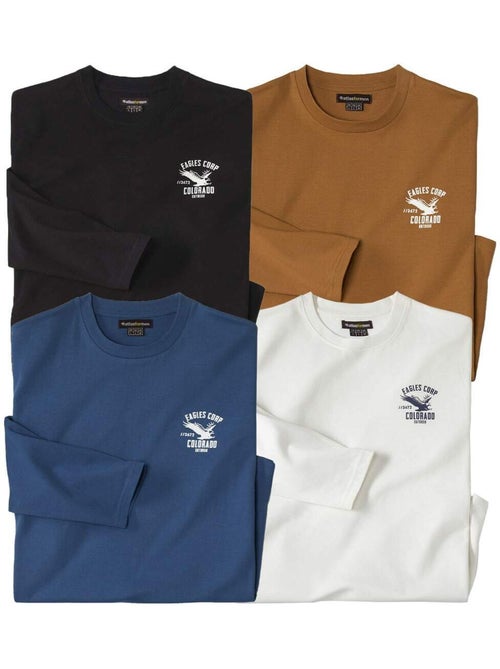 Lot de 4 Tee-shirts Manches Longues Colorado  - ATLAS FOR MEN - Kiabi
