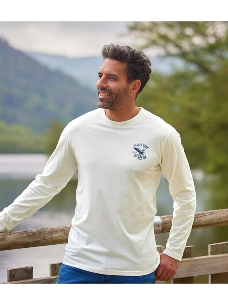 Lot de 4 Tee-shirts Manches Longues Colorado  - ATLAS FOR MEN Blanc Bleu Noir - Kiabi
