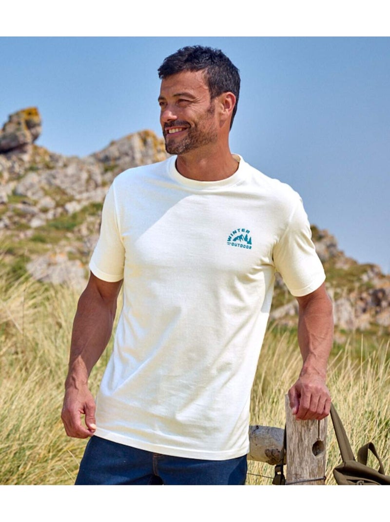 Lot de 4 Tee-Shirts Outdoor   - ATLAS FOR MEN Blanc/Jaune/Rouge - Kiabi