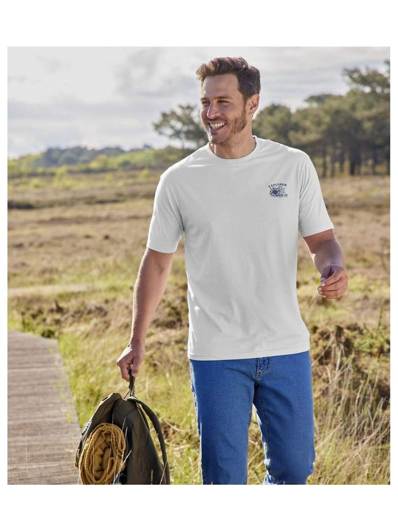 Lot de 4 Tee-Shirts Scotland Explorer   - ATLAS FOR MEN Bleu Gris Bleu - Kiabi