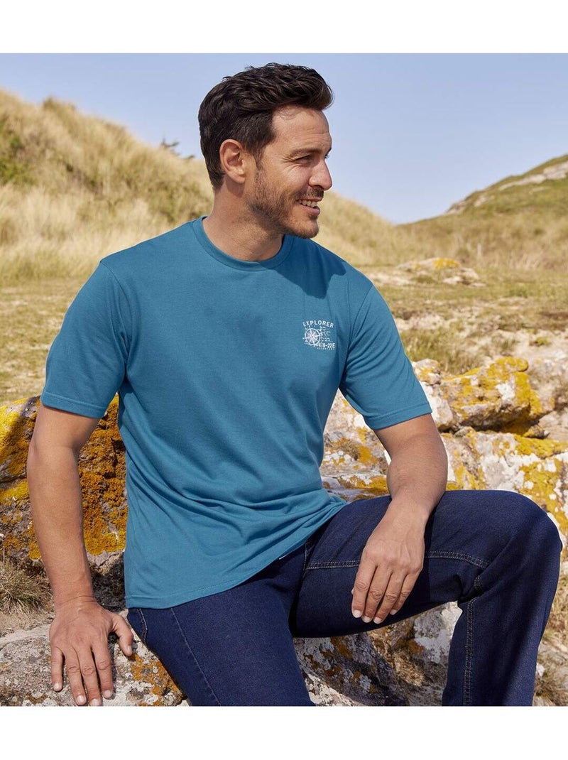 Lot de 4 Tee-Shirts Scotland Explorer   - ATLAS FOR MEN Bleu Gris Bleu - Kiabi