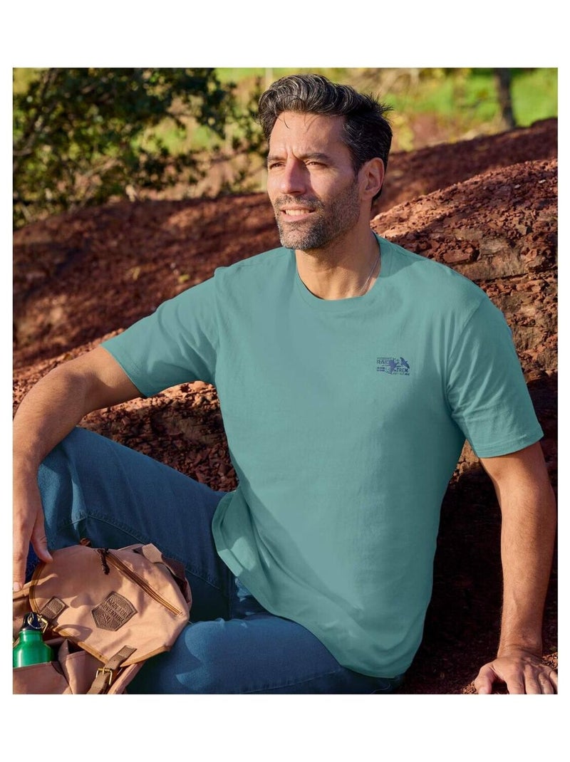 Lot de 4 Tee-shirts Travel   - ATLAS FOR MEN Jaune/Bleu Marine/Rouge - Kiabi