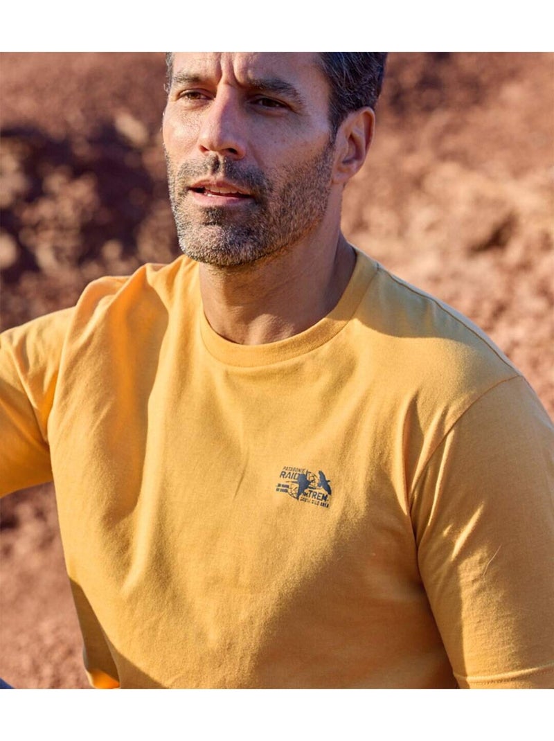 Lot de 4 Tee-shirts Travel   - ATLAS FOR MEN Jaune/Bleu Marine/Rouge - Kiabi
