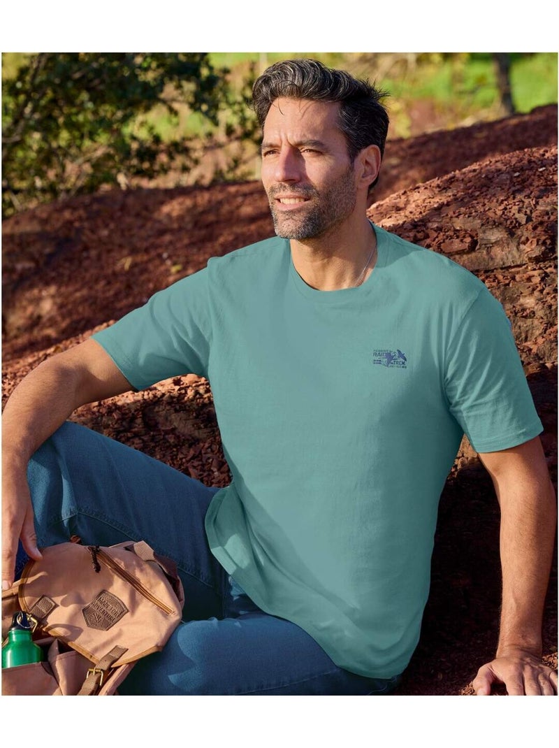 Lot de 4 tee-shirts travel   - atlas for men Jaune/Bleu Marine/Rouge - Kiabi