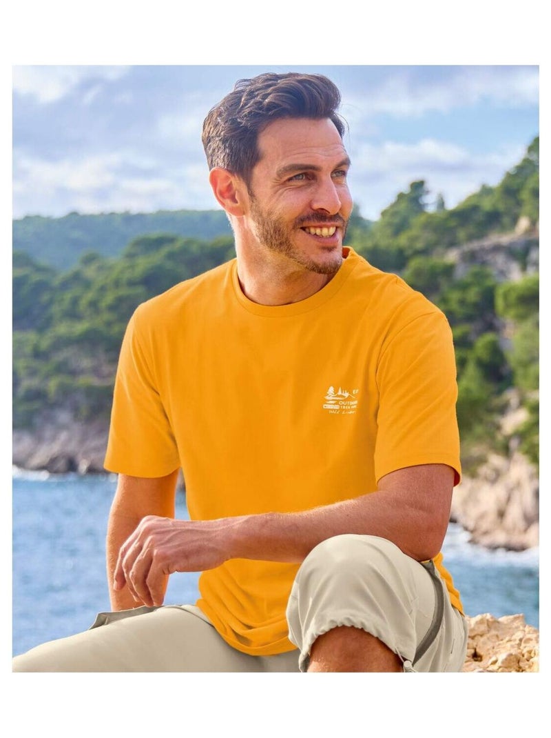 Lot de 4 Tee-Shirts Trek Park   - ATLAS FOR MEN Blanc Jaune Bleu - Kiabi