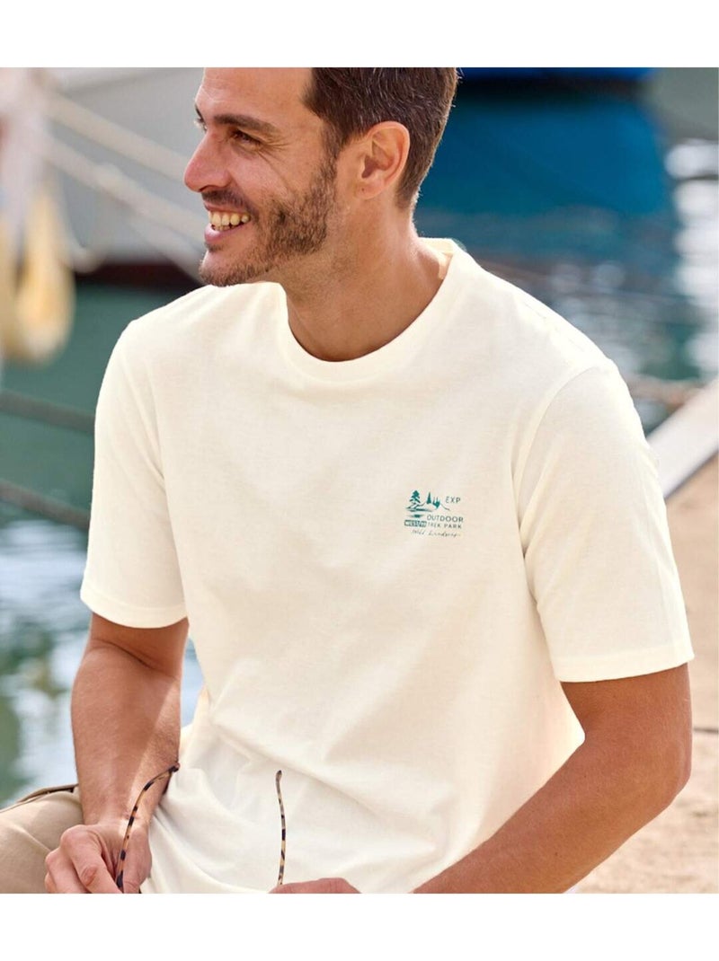 Lot de 4 Tee-Shirts Trek Park   - ATLAS FOR MEN Blanc Jaune Bleu - Kiabi