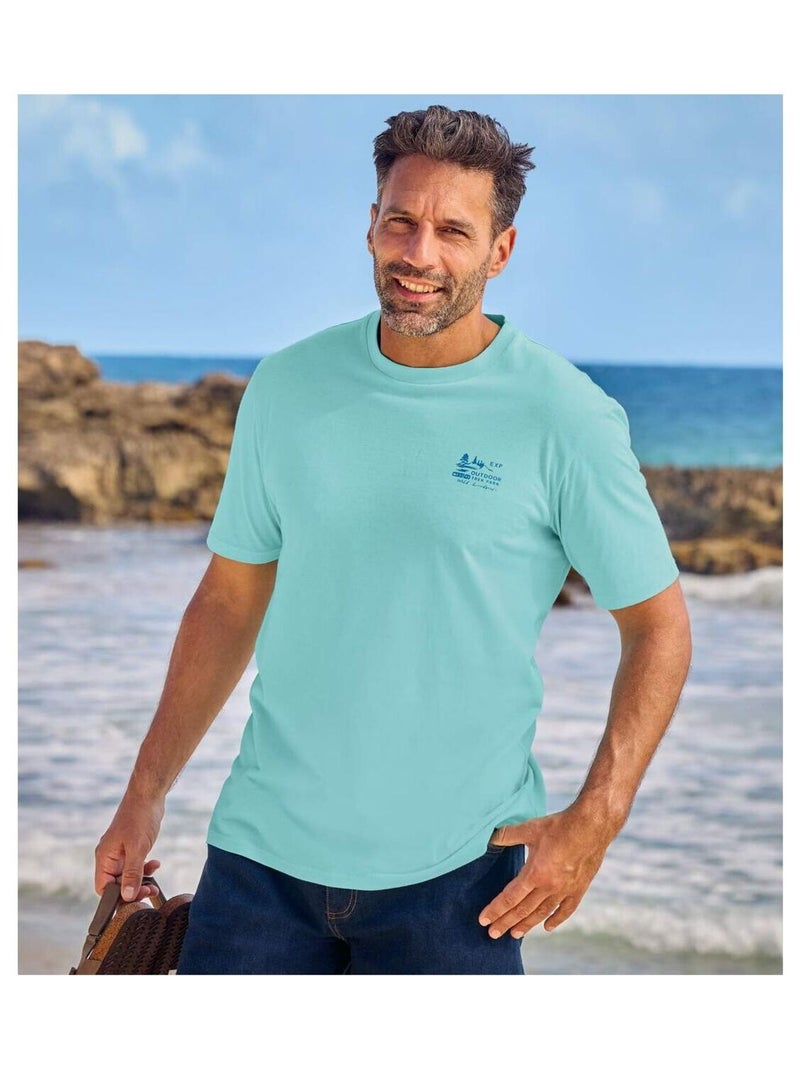Lot de 4 Tee-shirts Unis   - ATLAS FOR MEN Blanc Bleu Bleu - Kiabi