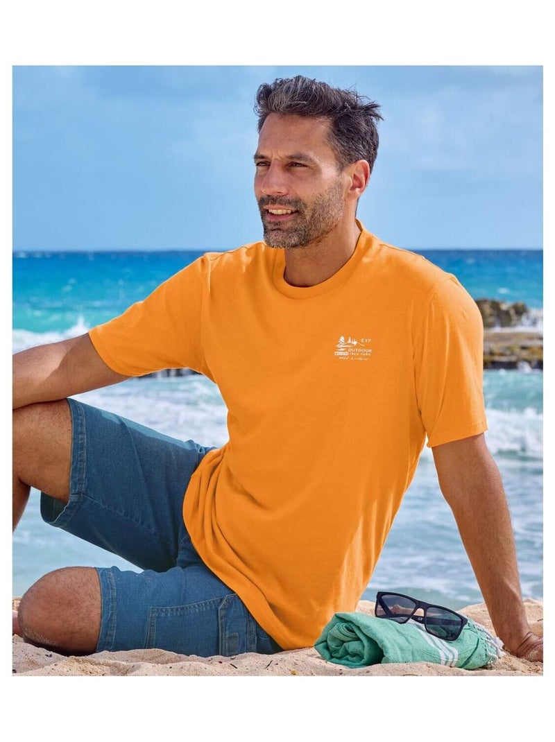 Lot de 4 Tee-shirts Unis   - ATLAS FOR MEN Blanc Bleu Bleu - Kiabi