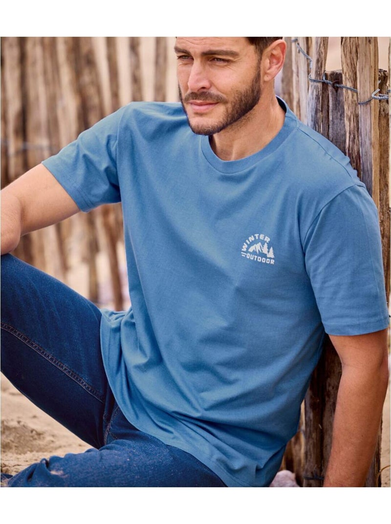 Lot de 4 Tee-Shirts Winter Outdoor   - ATLAS FOR MEN Blanc Bleu Bleu - Kiabi