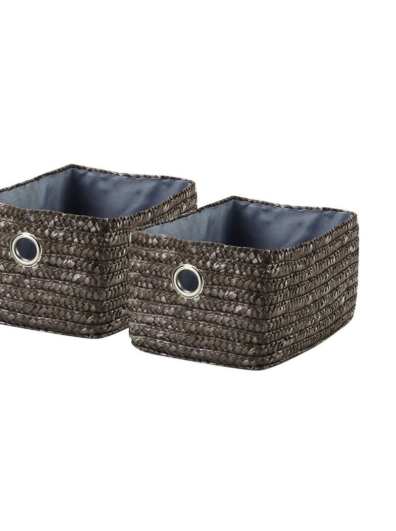 Lot De 4 Tiroirs En Paille Tressé Gris Foncé Marron - Kiabi